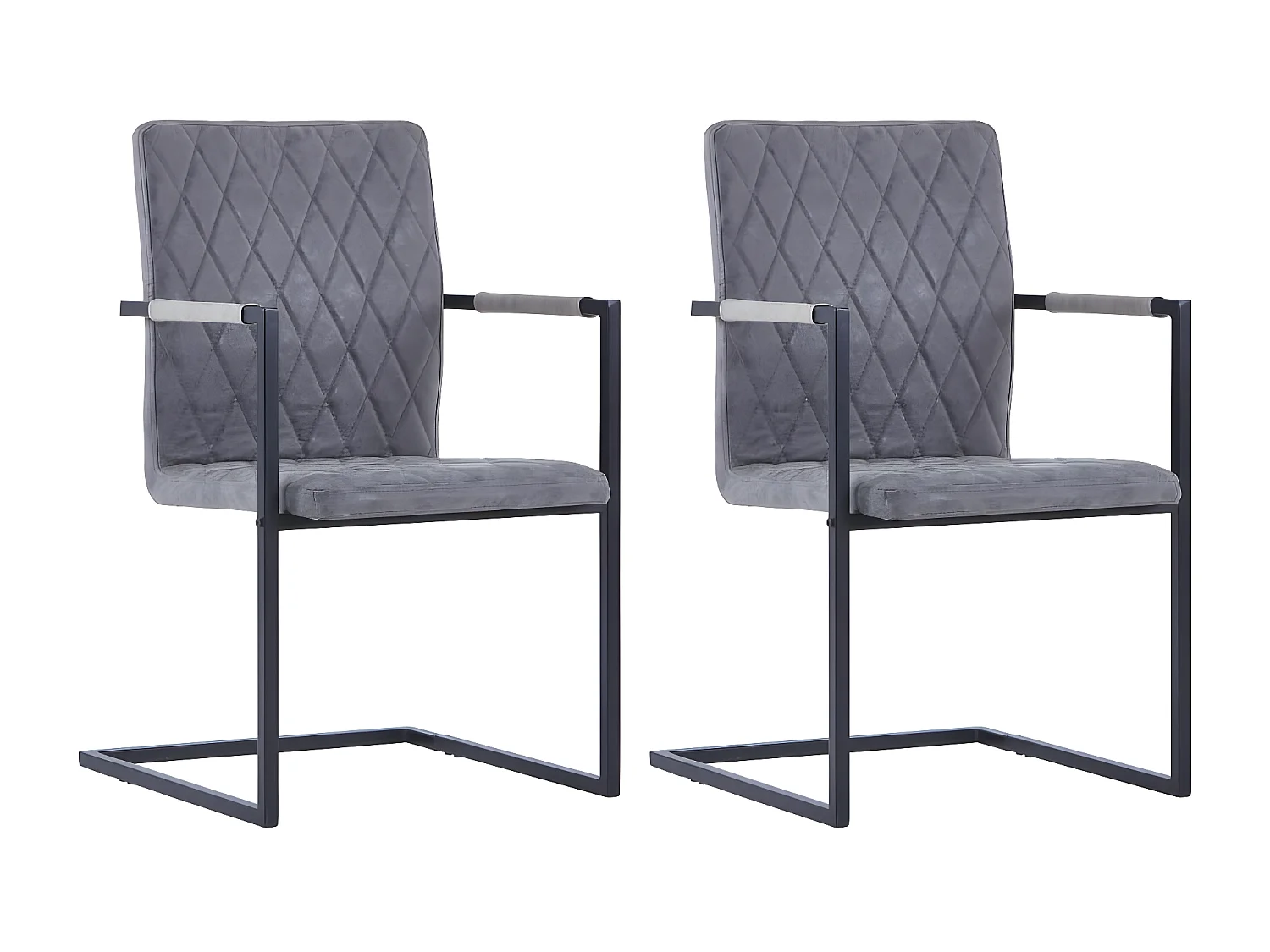Chaises à manger cantilever lot de 2 gris foncé similicuir