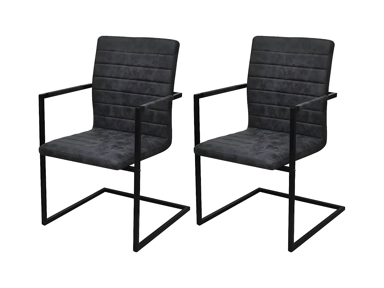 Sledestoel eetkamerstoelen set van 2 zwart kunstleer