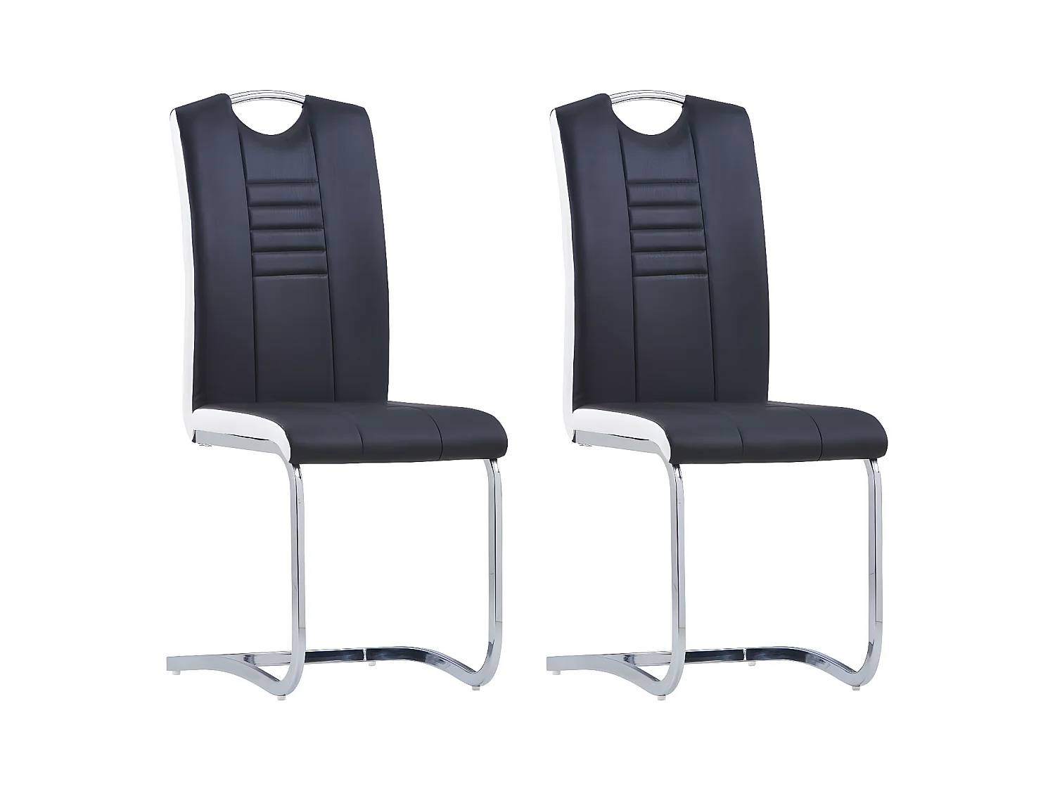 Chaises à manger cantilever lot de 2 noir similicuir