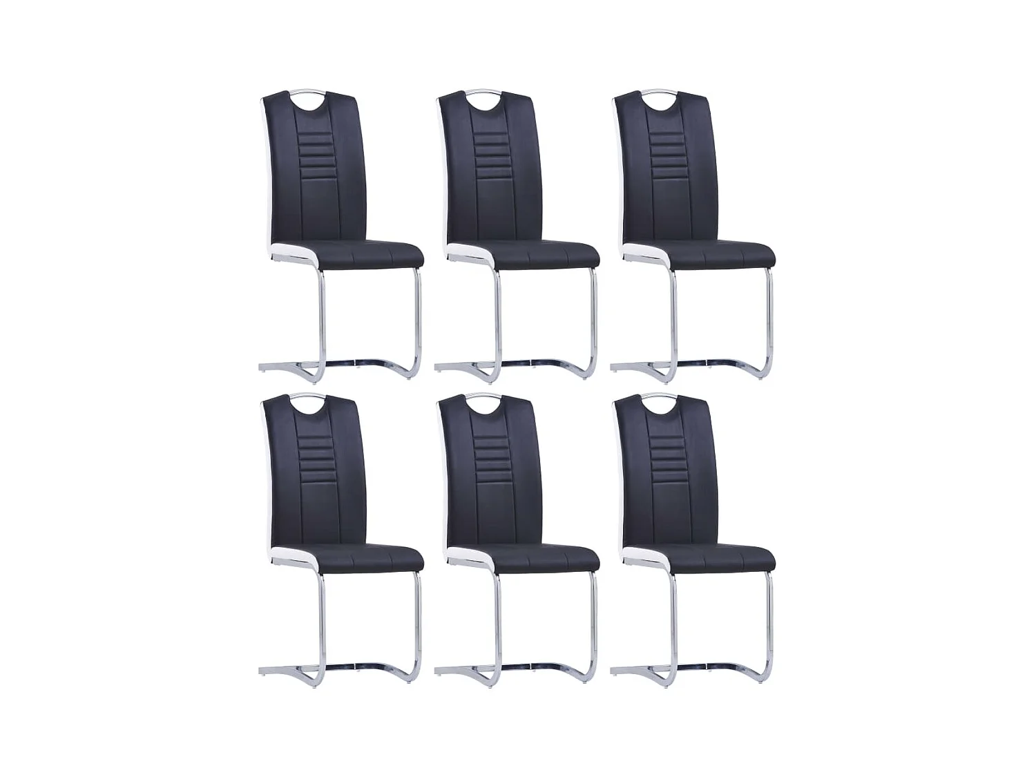 Set di 6 sedie da pranzo cantilever in ecopelle nera
