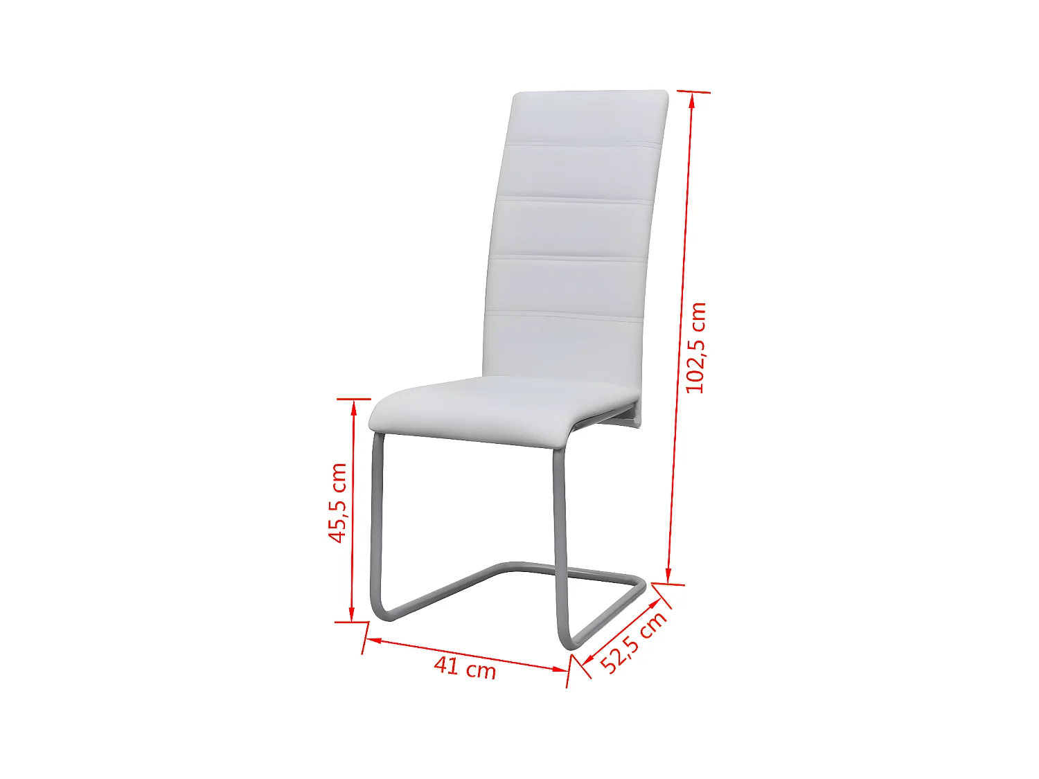 Chaises à manger cantilever lot de 4 blanc similicuir
