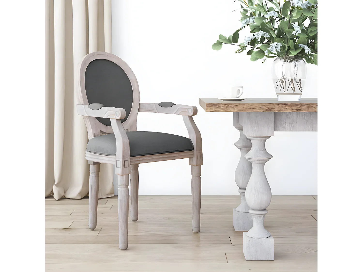 Donkergrijze eetkamerstoel 54x56x96,5 cm stof