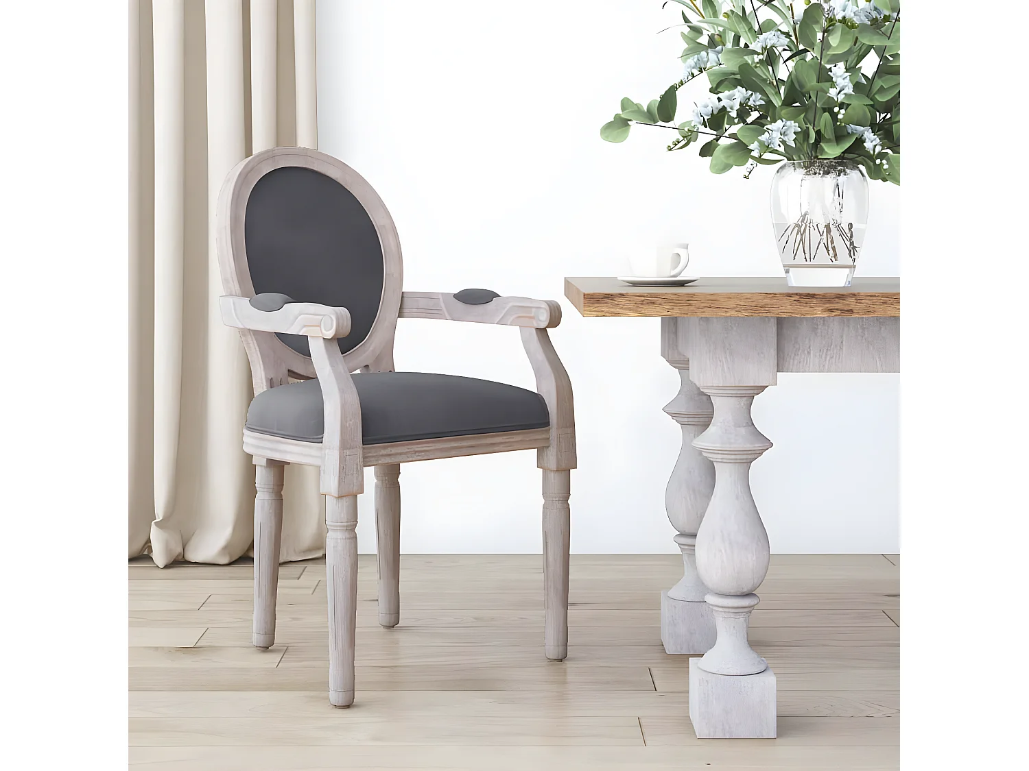 Sedia da pranzo grigio scuro 54x56x96,5 cm velluto