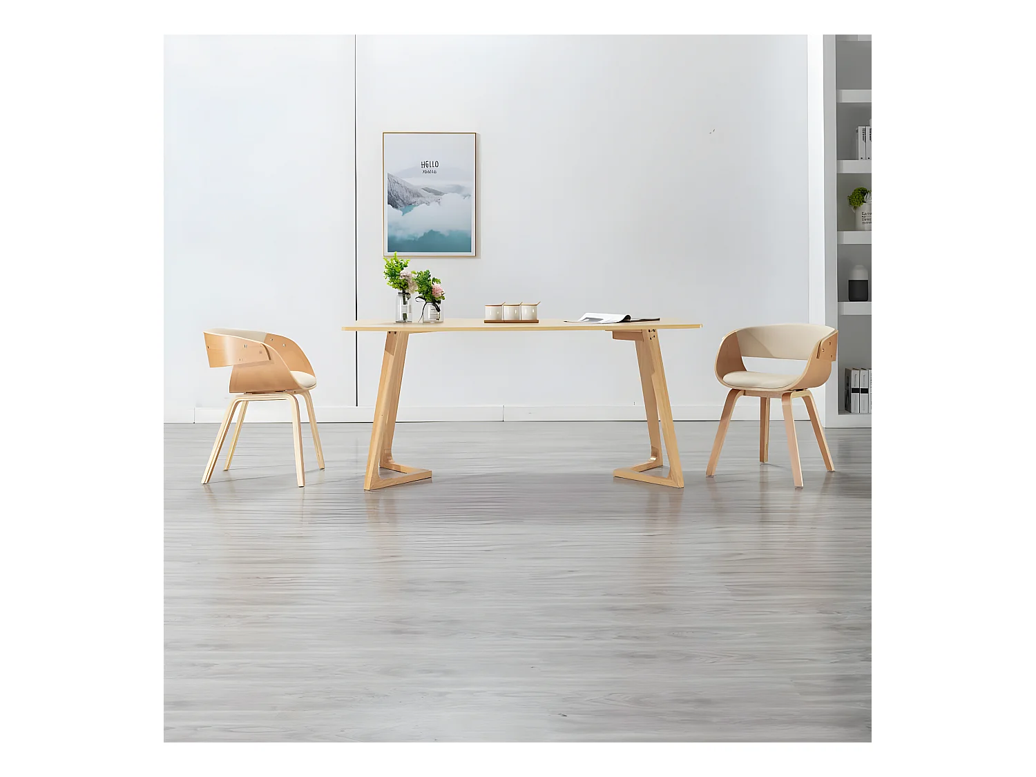 Chaise à manger Crème Bois courbé et similicuir