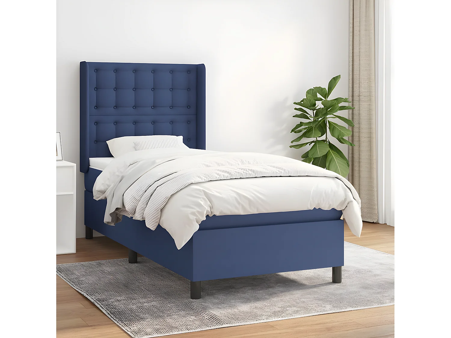 Boxspringbed met matras Blauw 90x200 cm Stof