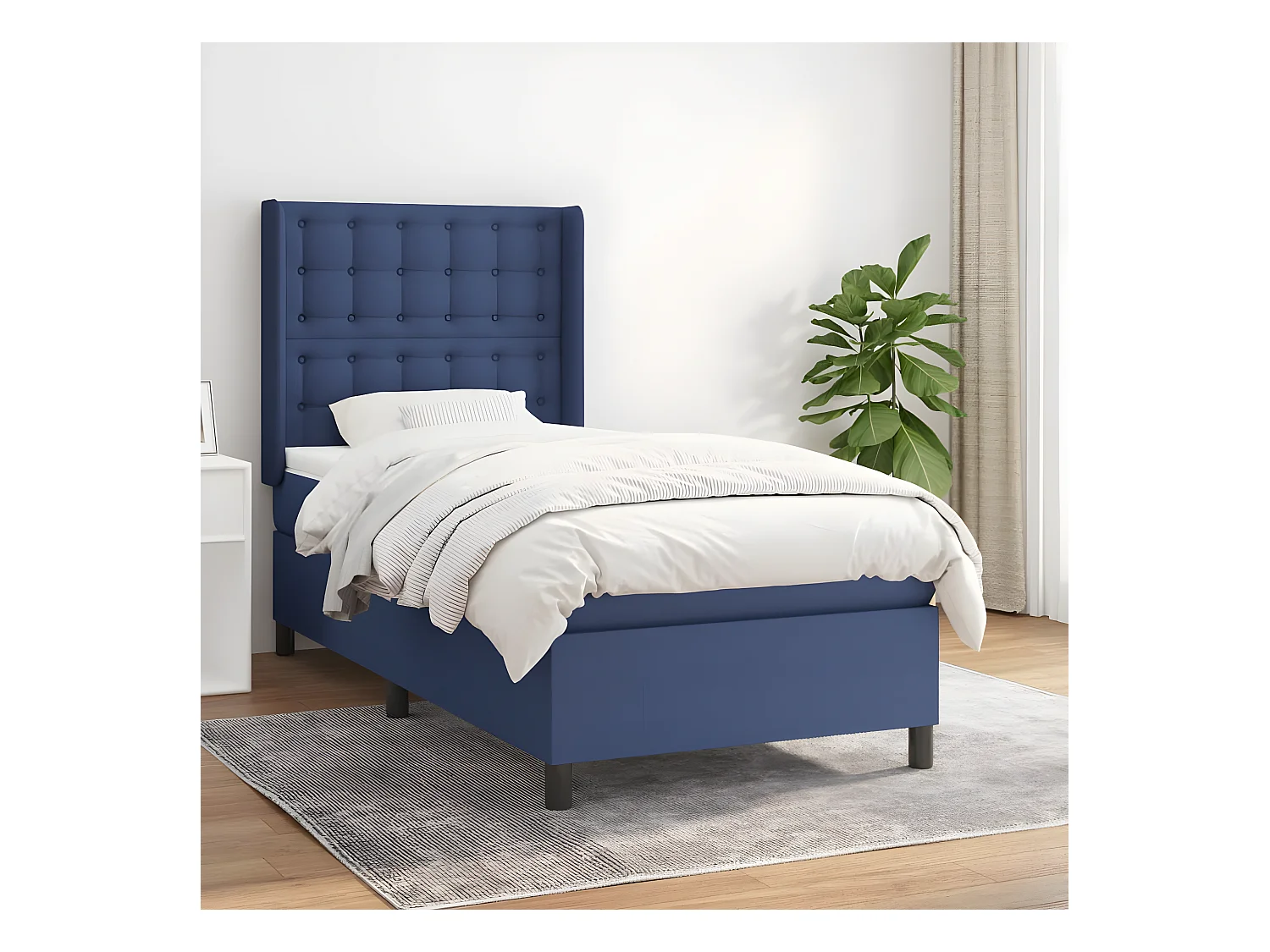 Boxspringbed met matras Blauw 90x200 cm Stof