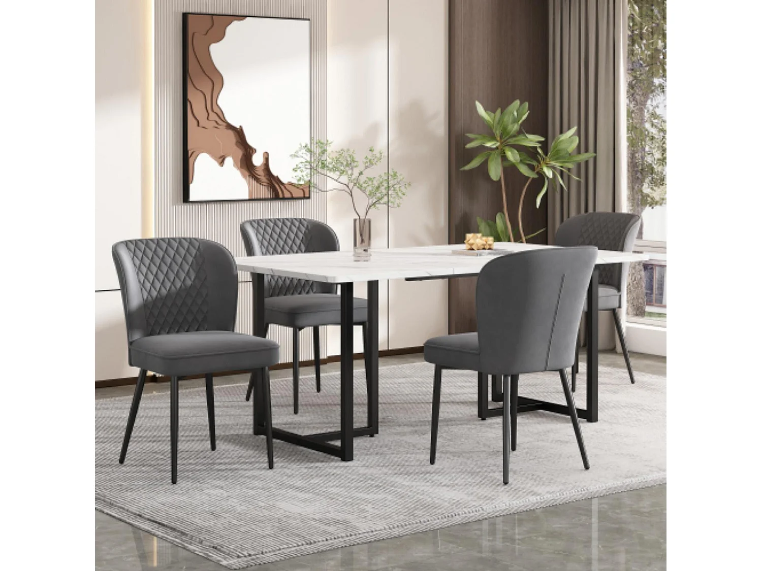 Eetkamer set (Set, 140×80×75 cm eettafel met 4 stoelen)