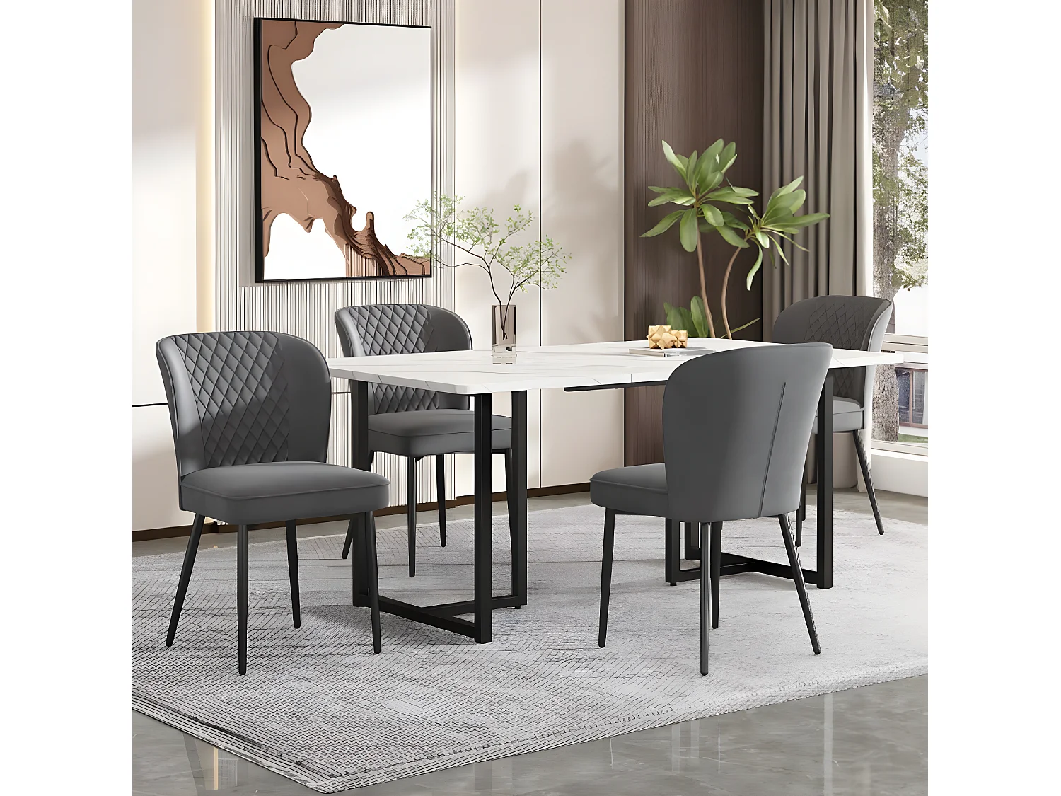 Eetkamer set (Set, 140×80×75 cm eettafel met 4 stoelen)