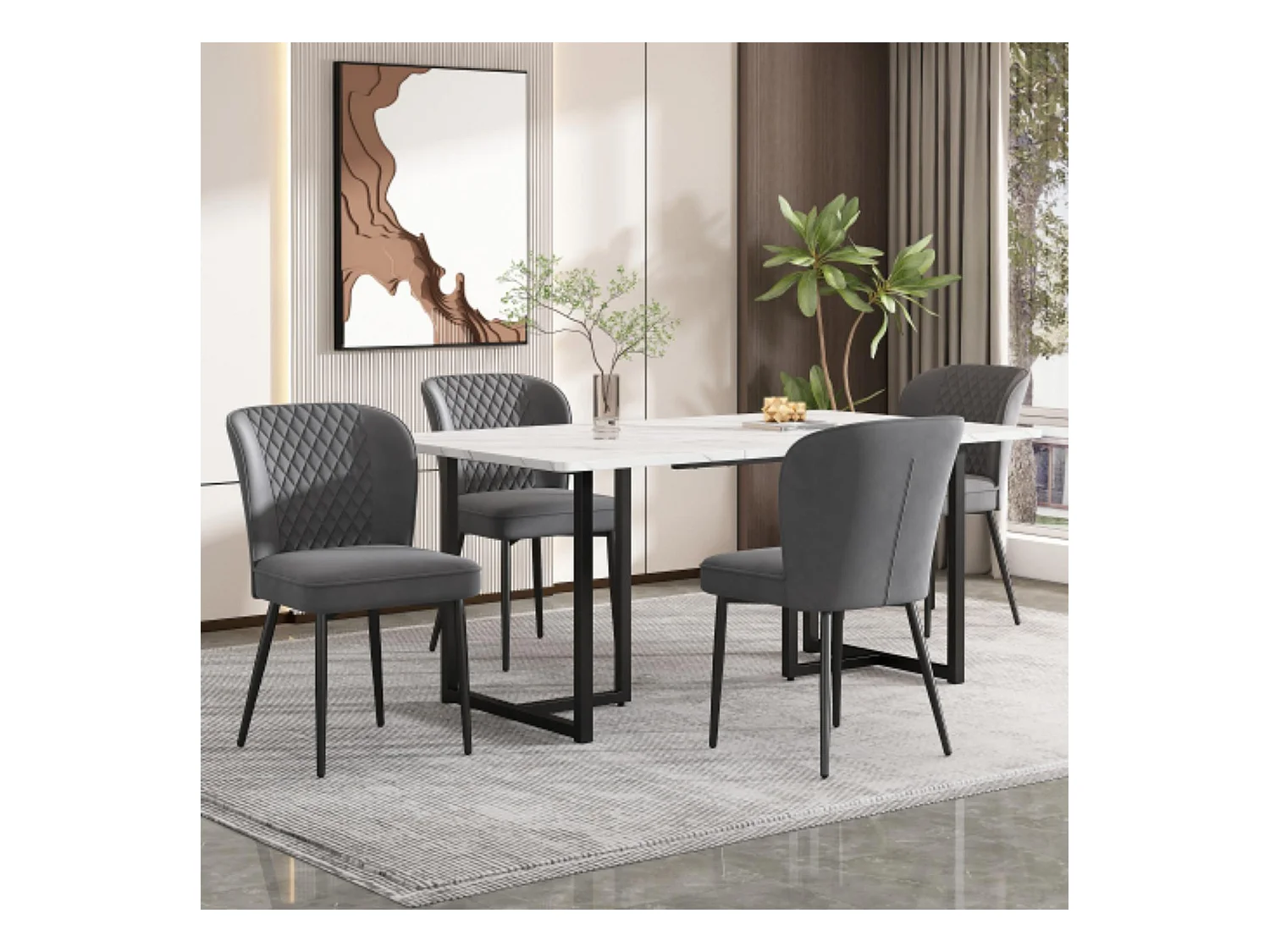 Ensemble de chaise et table - Essgruppe (Set, 140×80×75 cm Esstisch mit 4 Stühlen),