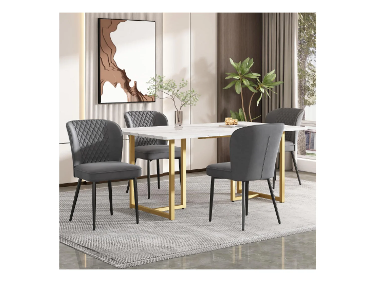 Insieme di tavolo e sedie elegante e moderno