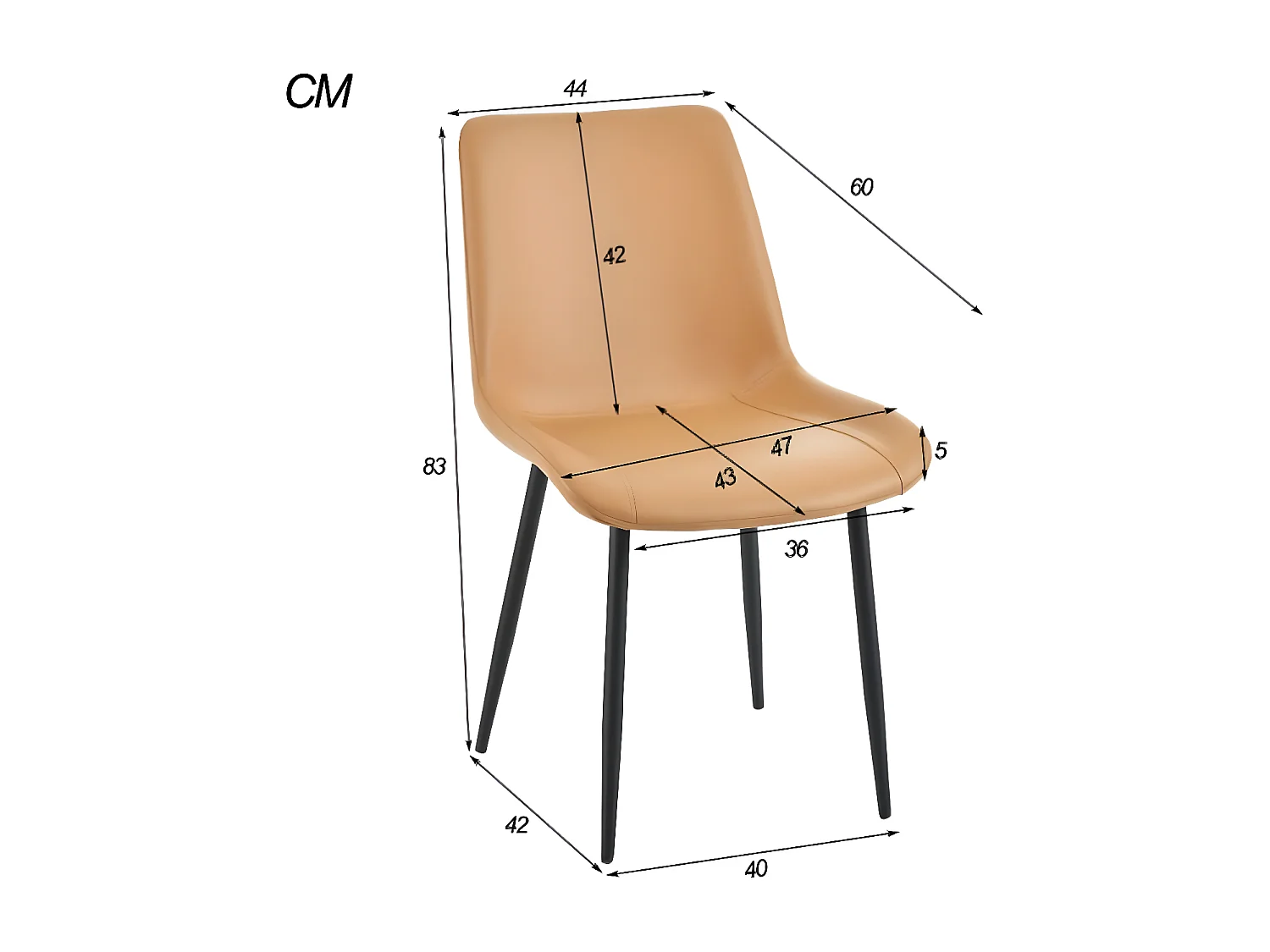 Eettafel met 4 stoelen - Bureau van 140×80 cm met zwarte metalen poten