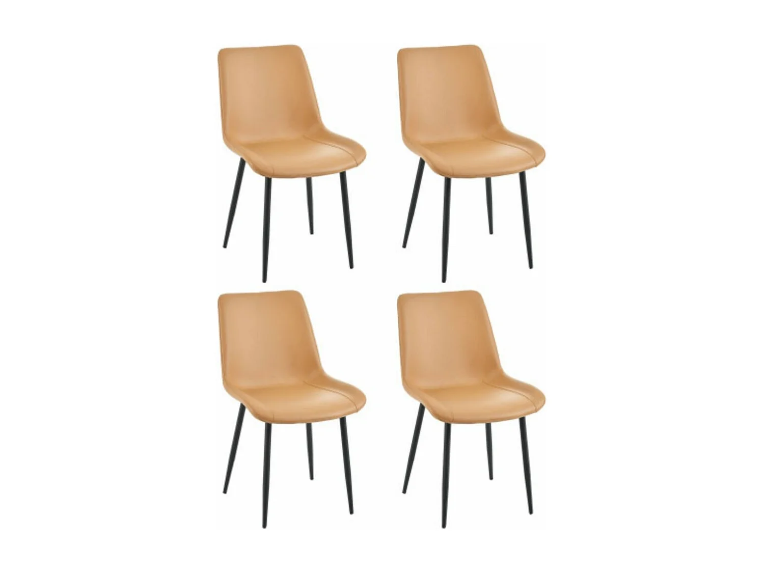 Table à manger avec 4 chaises - Bureau de 140×80 cm avec pieds en métal noir