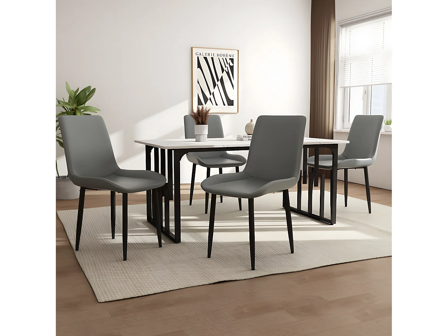Tafel- en stoelenset, eettafel met 4 stoelen, 140×80cm