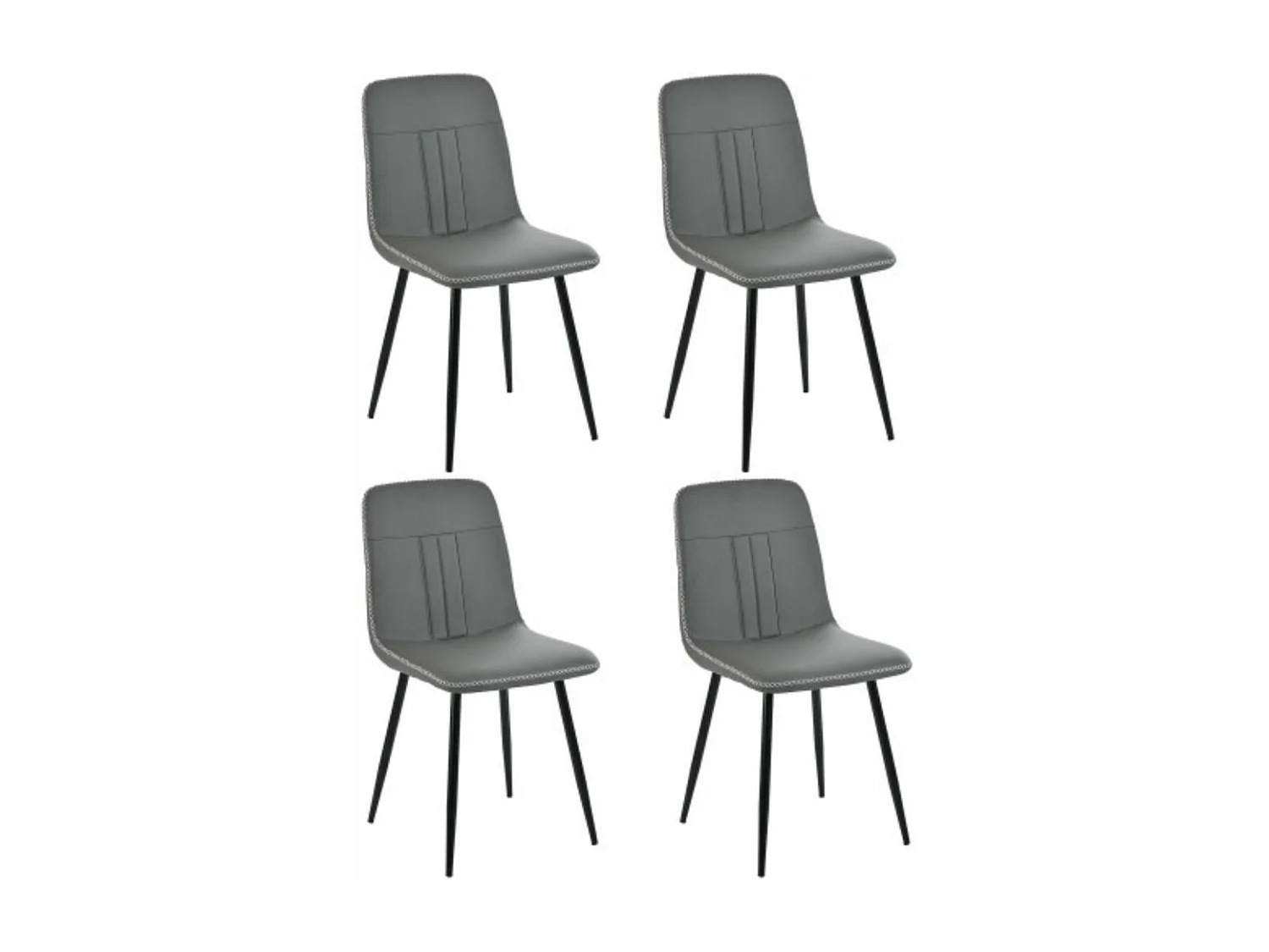 Set de table à manger avec 4 chaises, table de 140×80 cm avec pieds en métal noir