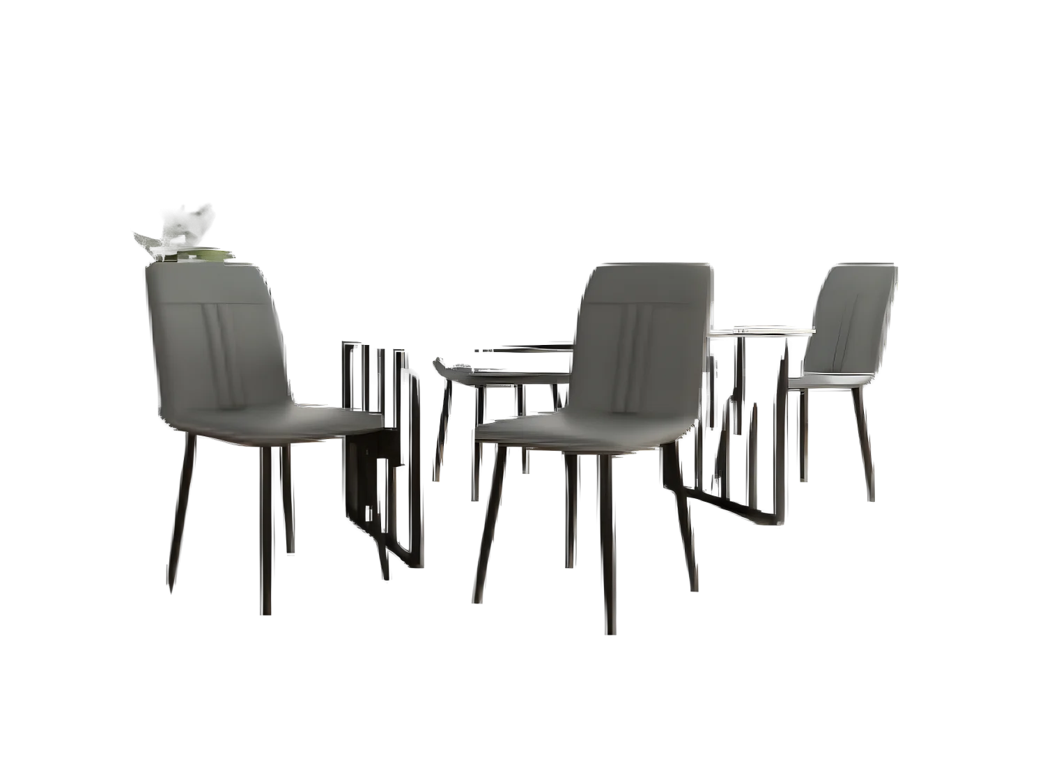Set de table à manger avec 4 chaises, table de 140×80 cm avec pieds en métal noir