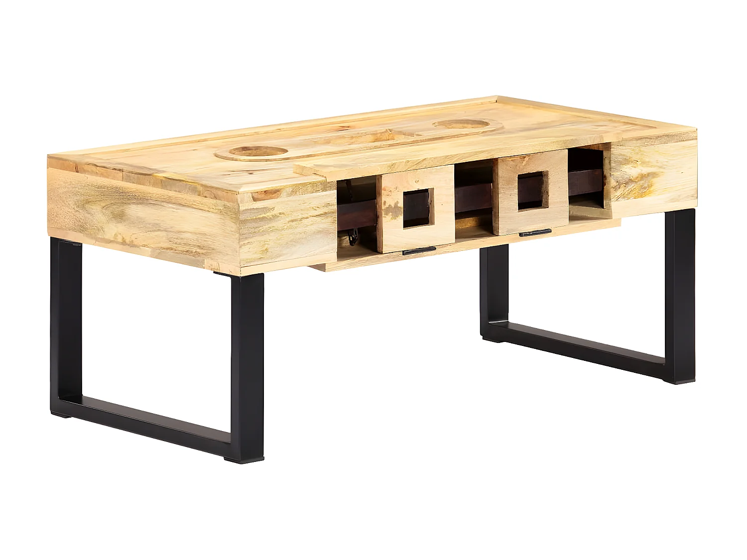 Salontafel in cassettestijl 100x52x45 cm massief mangohout