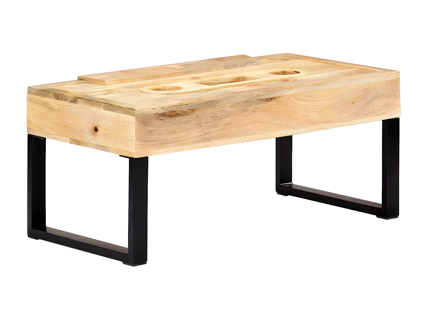 Salontafel in cassettestijl 100x52x45 cm massief mangohout