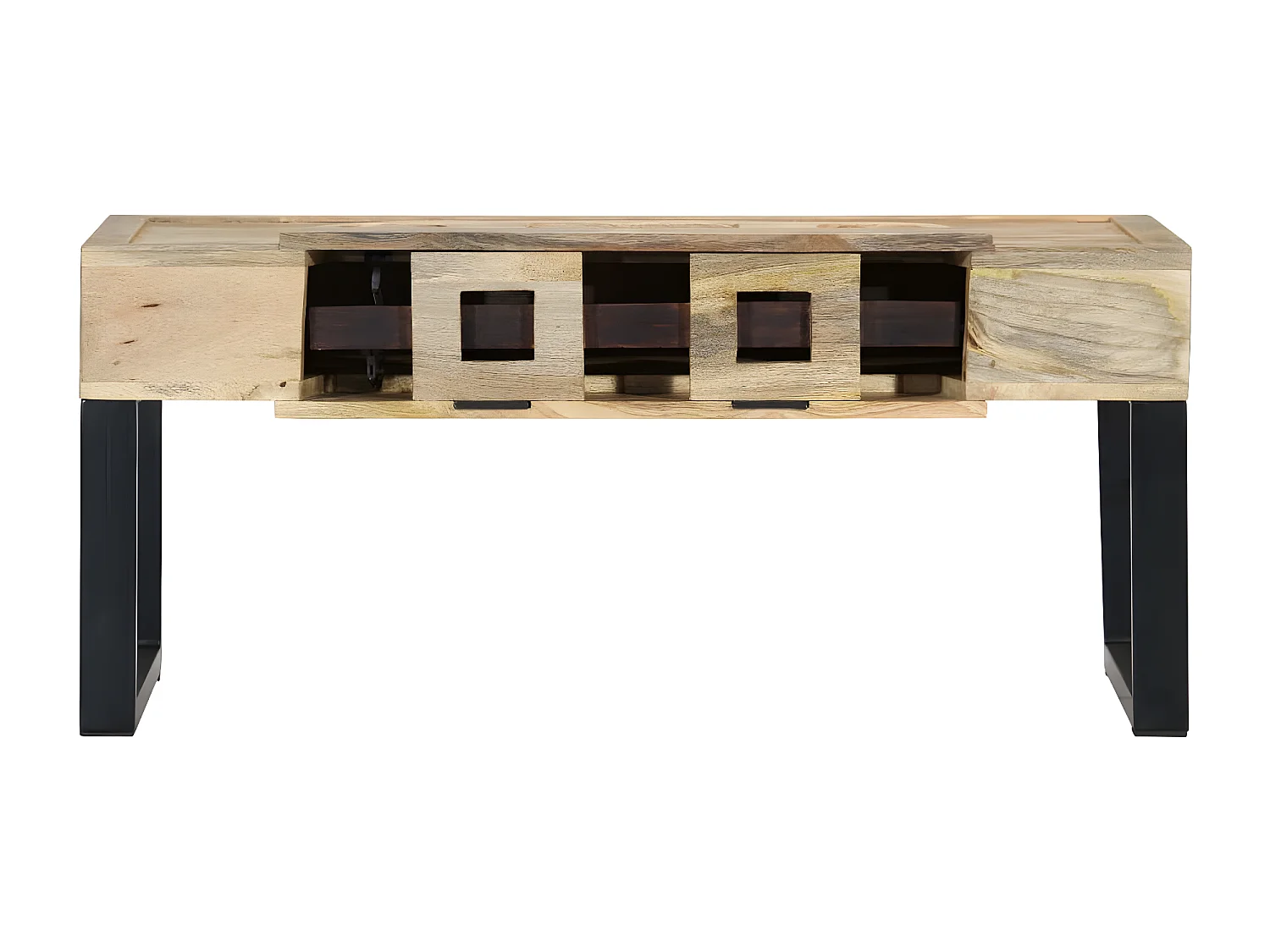 Salontafel in cassettestijl 100x52x45 cm massief mangohout