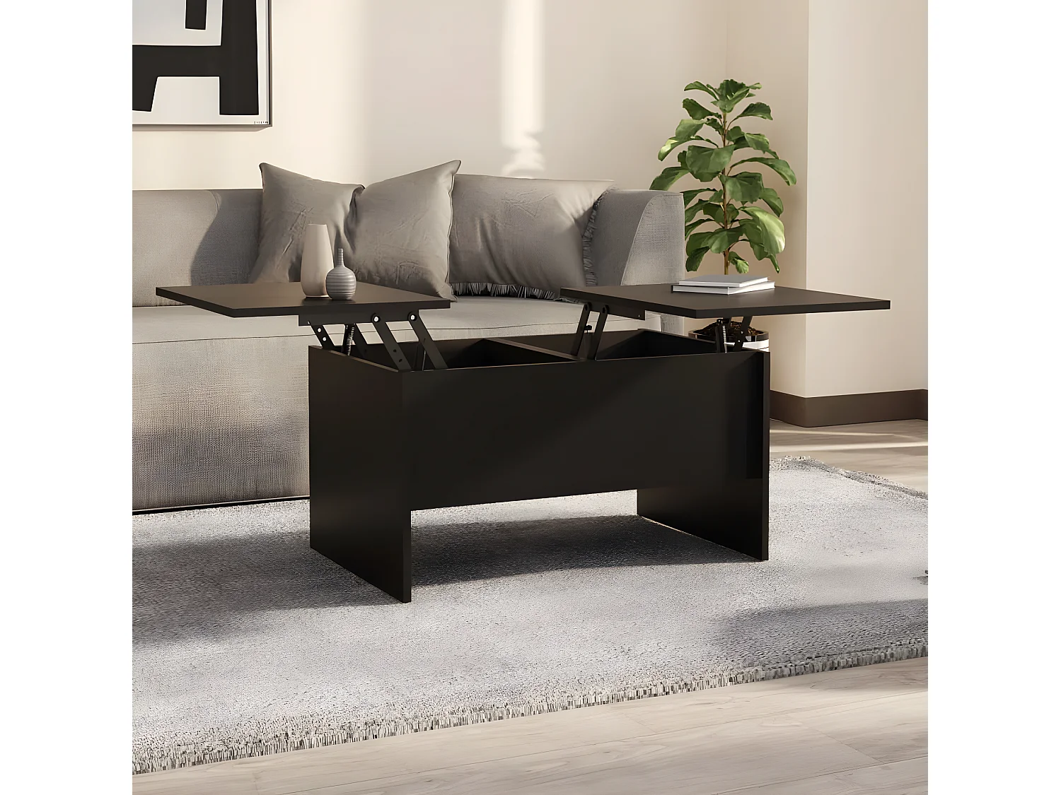 Table basse Noir 80x50x42,5 cm Bois d'ingénierie