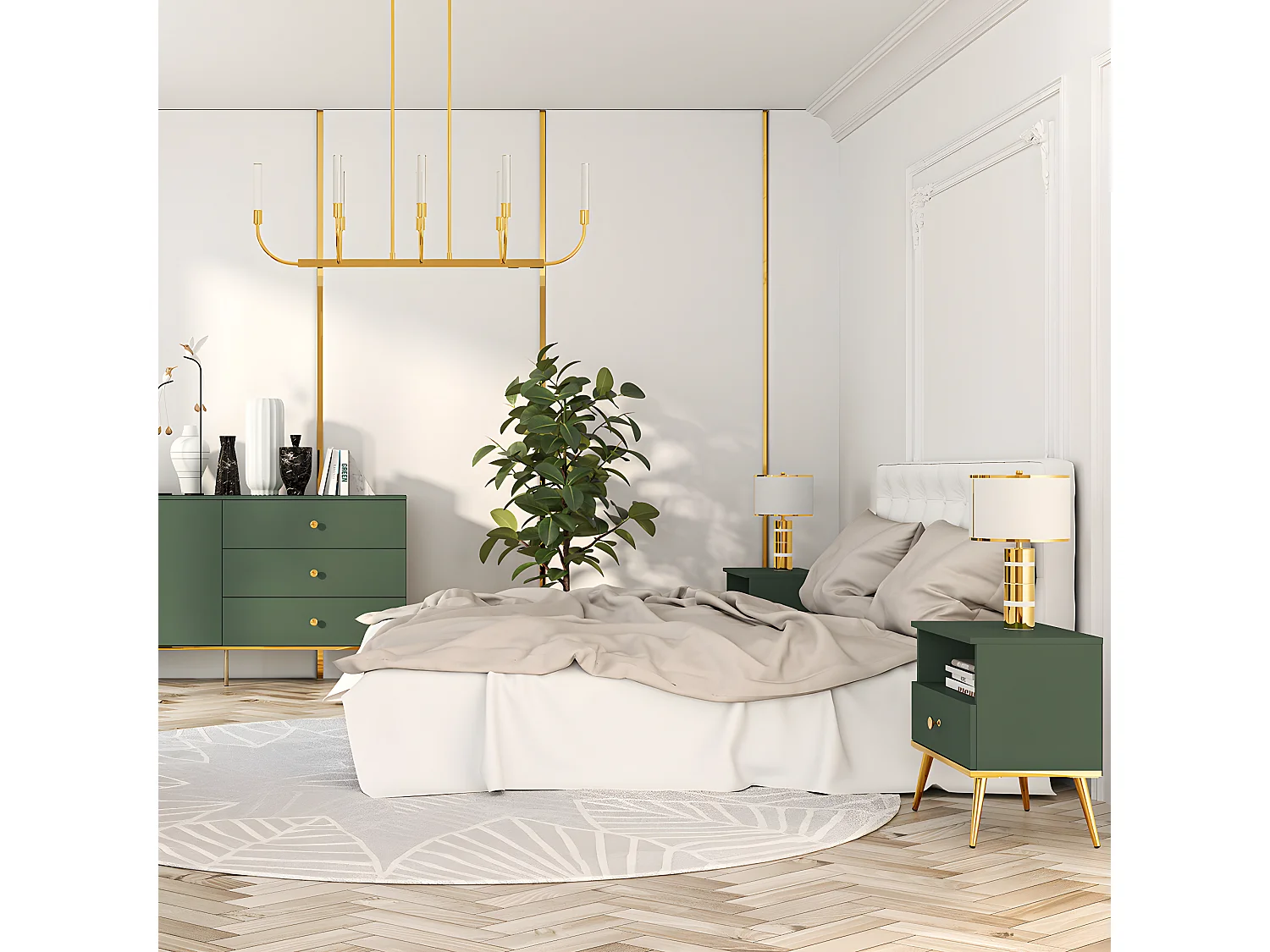 Comodino 1 cassetto Thalia verde 53cm