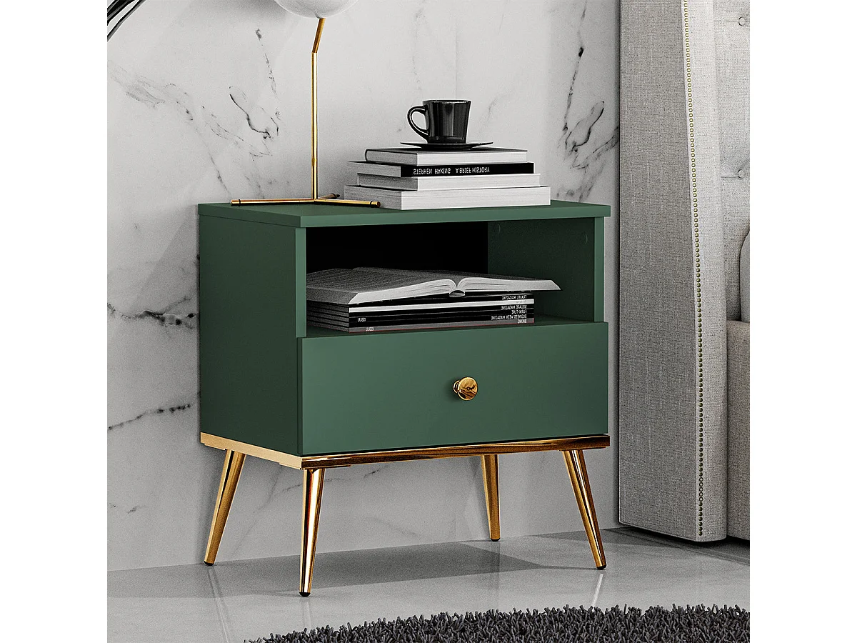 1-drawer bedside cabinet Thalia Green