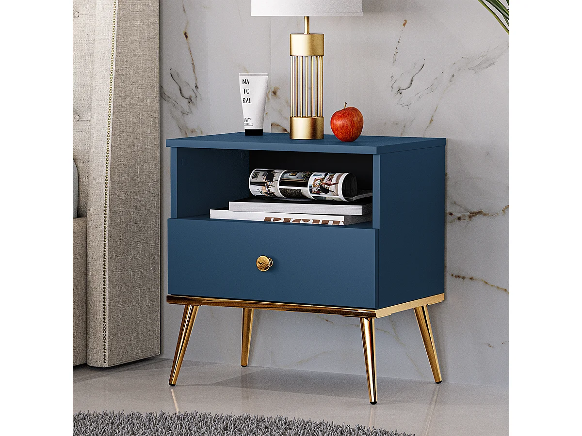Comodino 1 cassetto Thalia blu 53cm