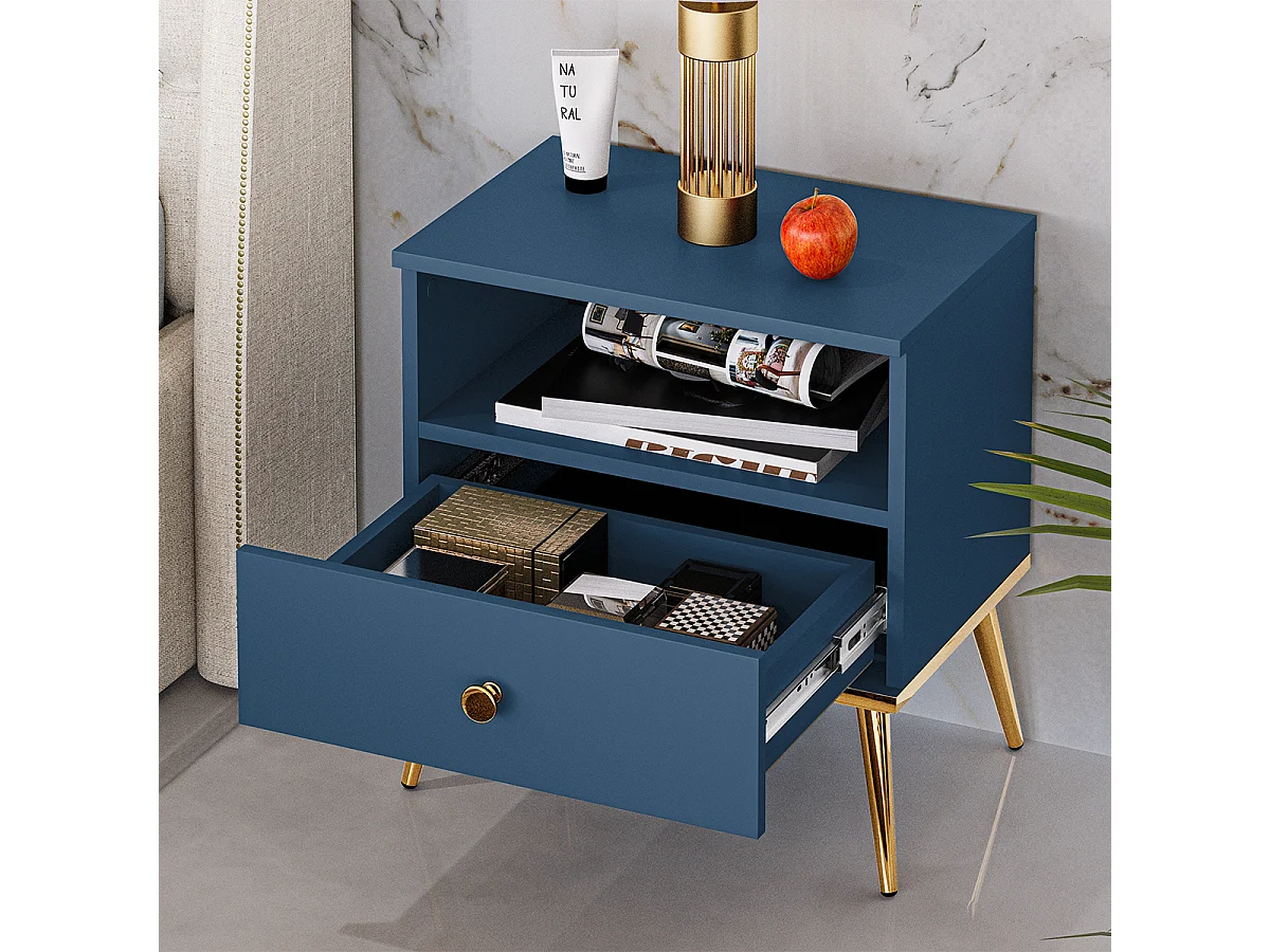 Comodino 1 cassetto Thalia blu 53cm