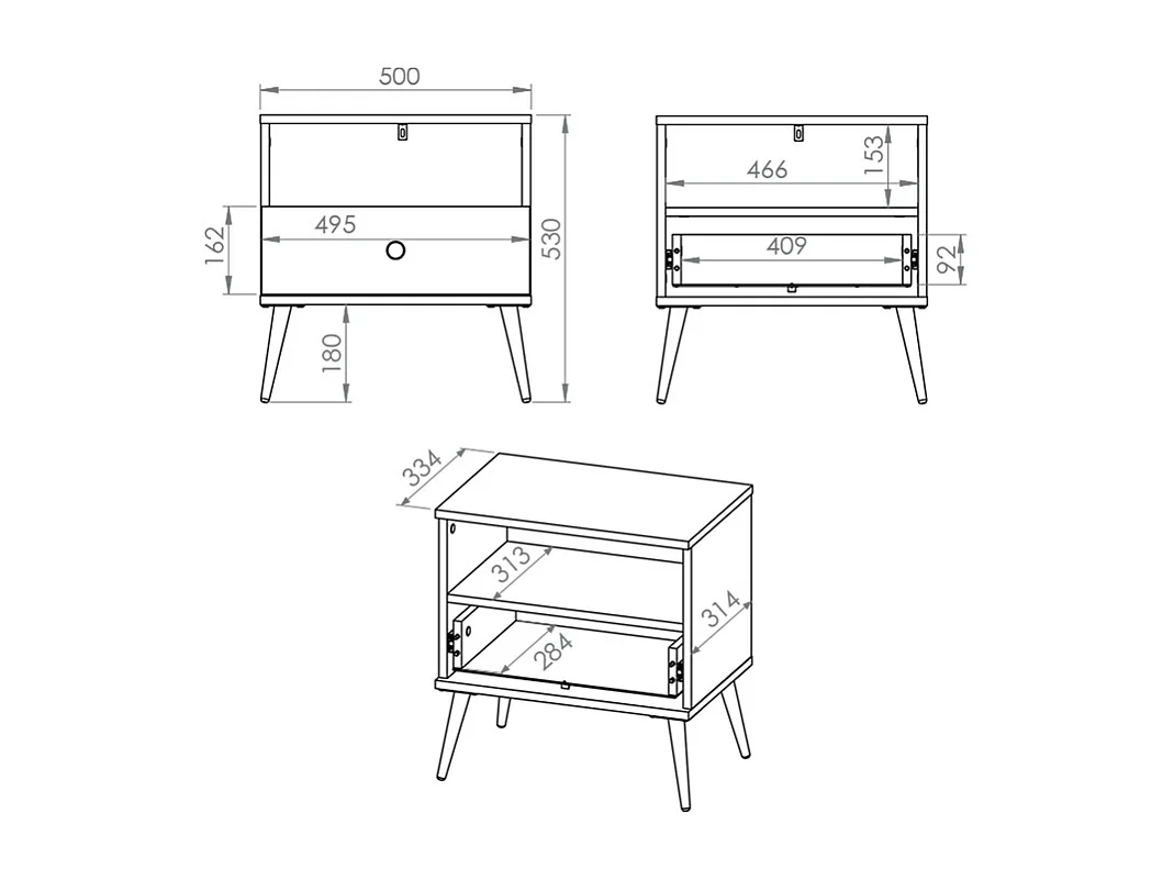 Comodino 1 cassetto Thalia blu 53cm