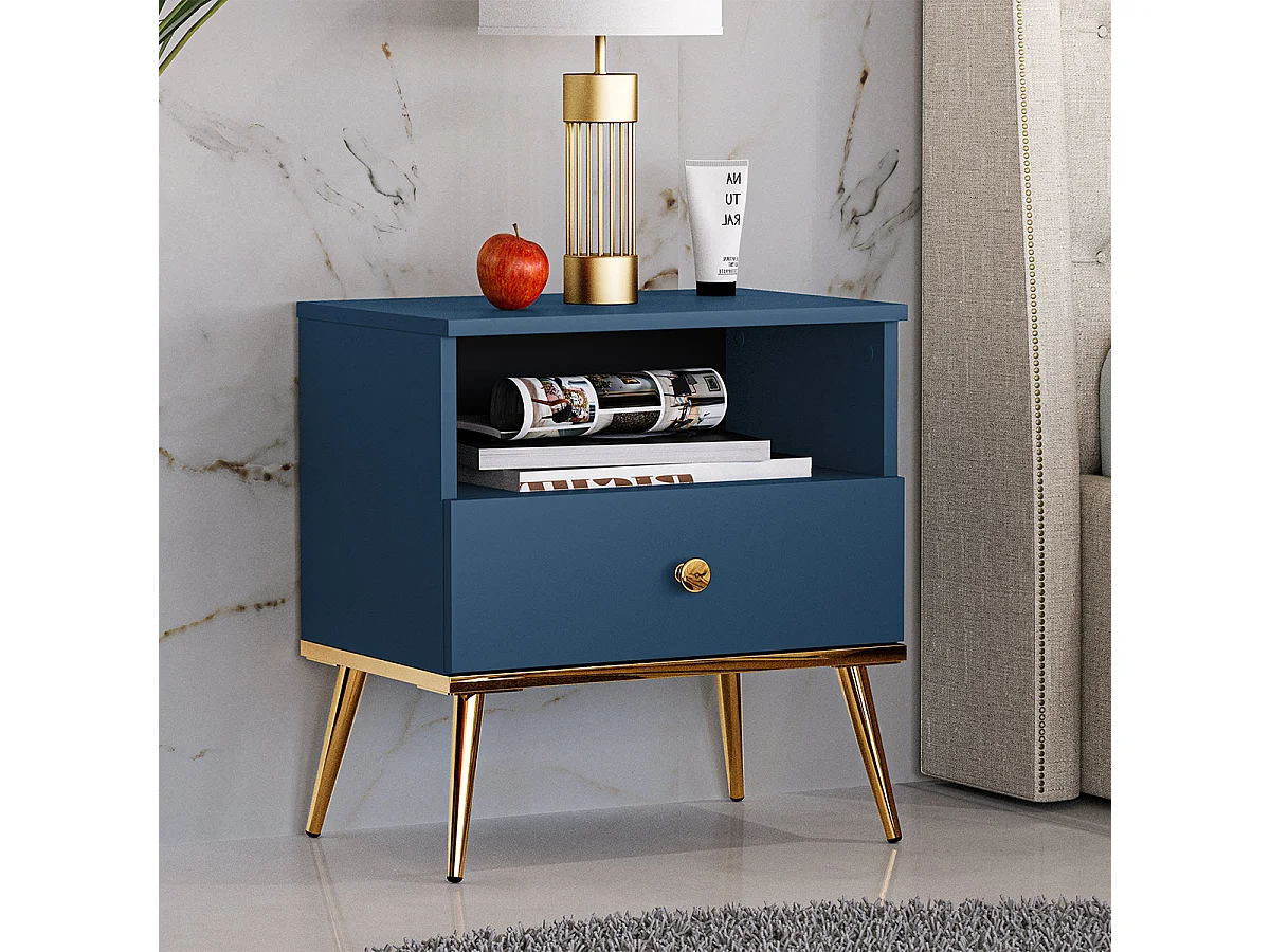 1-drawer bedside cabinet Thalia Blue
