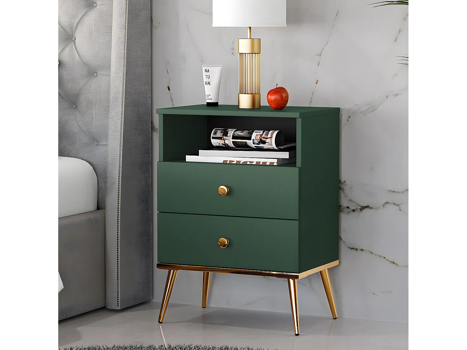 Chevet 2 tiroirs Thalia Vert