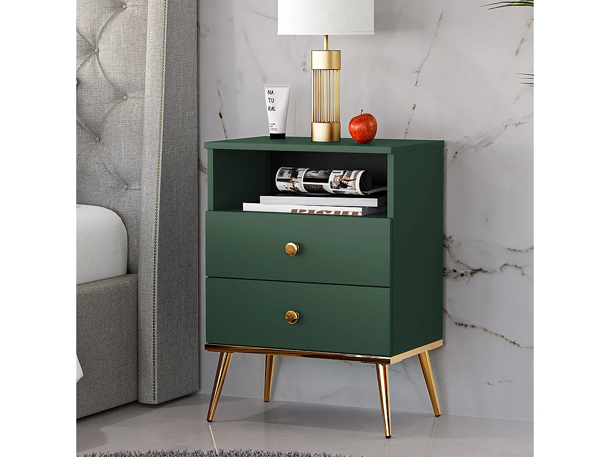 Thalia 2-drawer bedside table Green
