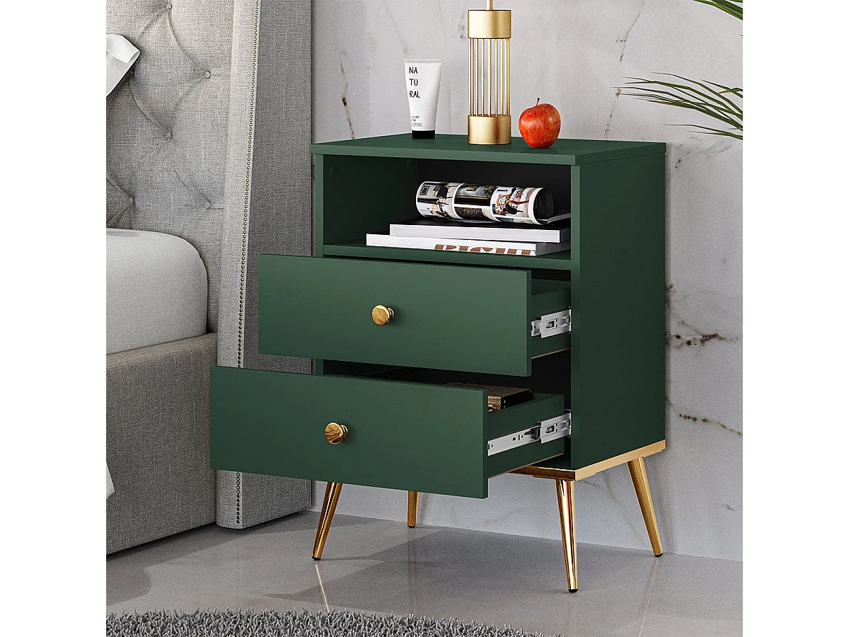 Thalia 2-drawer bedside table Green