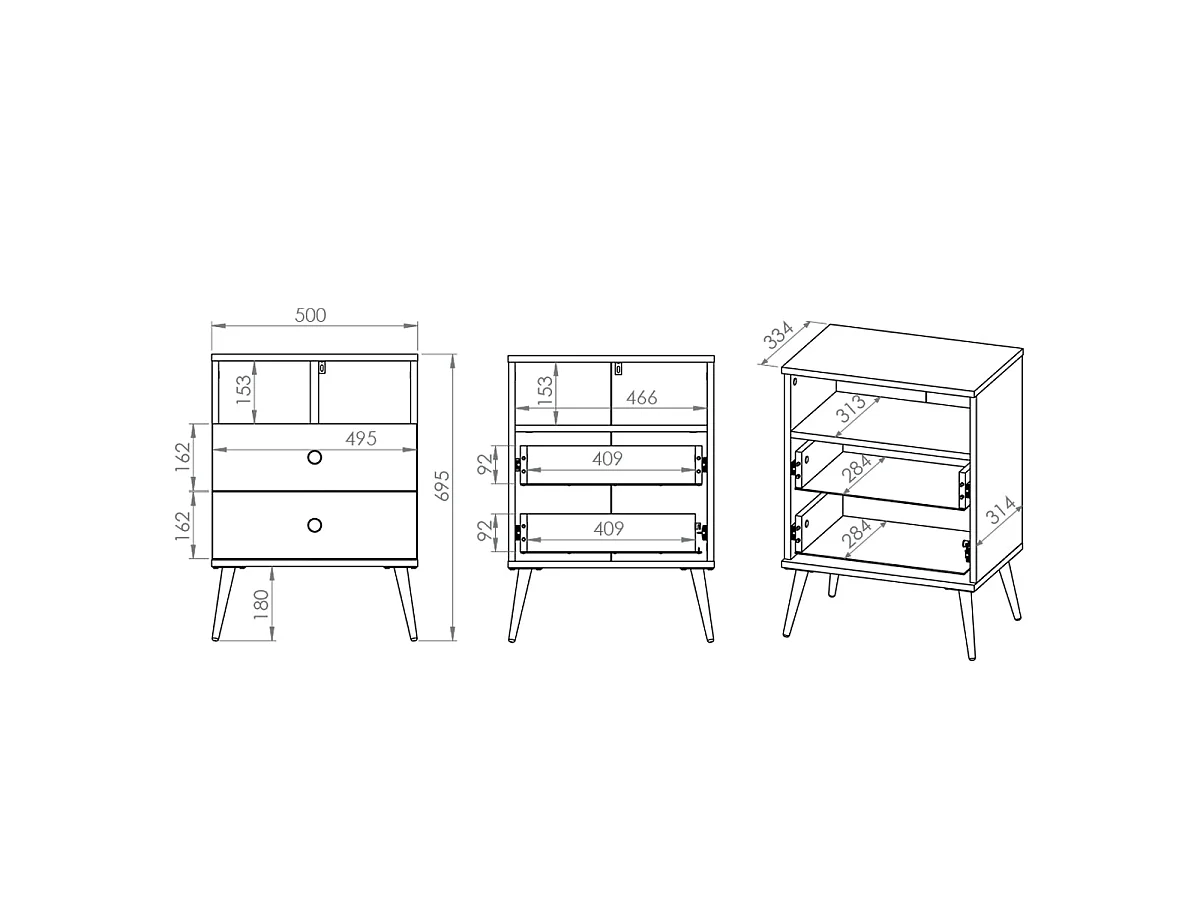 Thalia 2-drawer bedside table Green