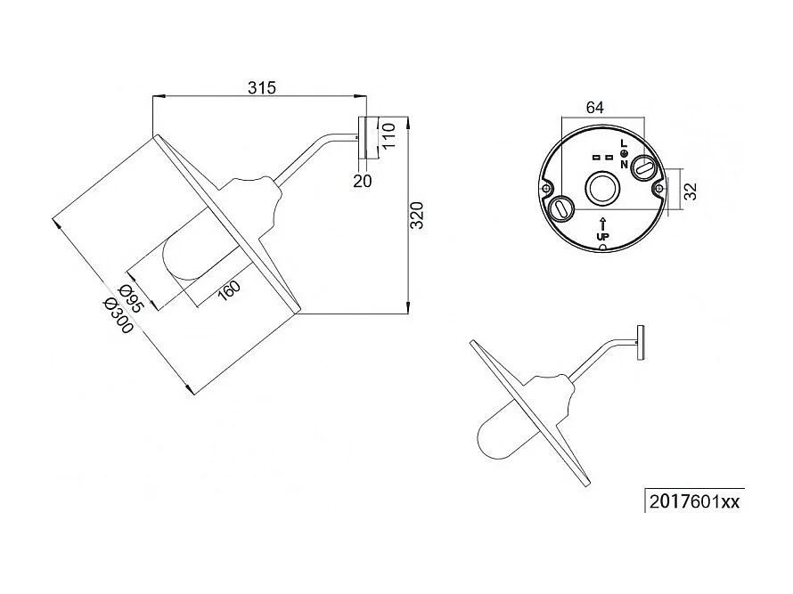 Applique da esterno, alluminio, antracite, 32x30x31,5 cm, Brenta