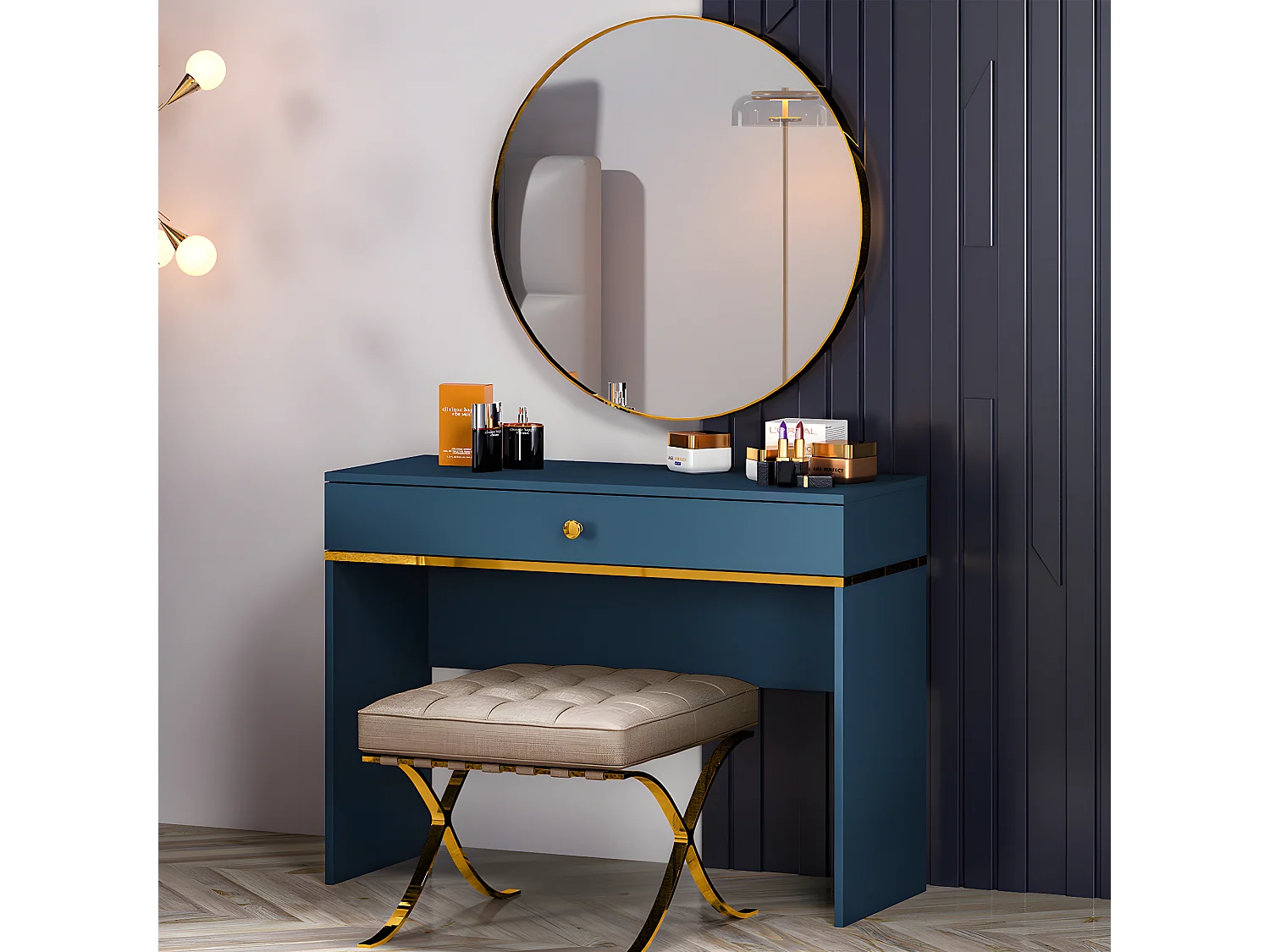 Console Coiffeuse 1 tiroir Thalia Bleu