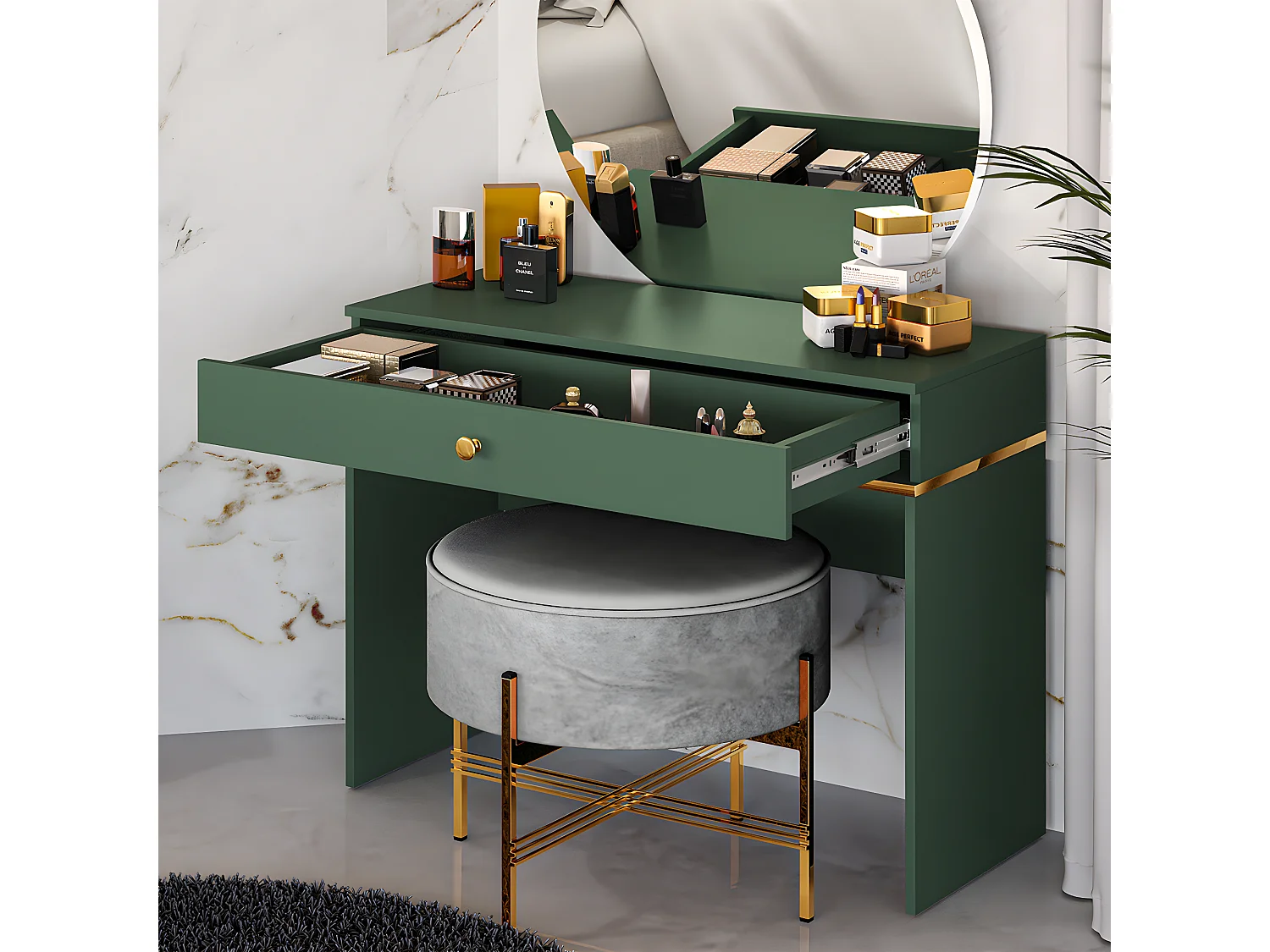 Console Coiffeuse 1 tiroir Thalia Vert