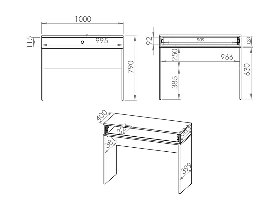 Thalia 1 Lade Console Kaptafel Groen