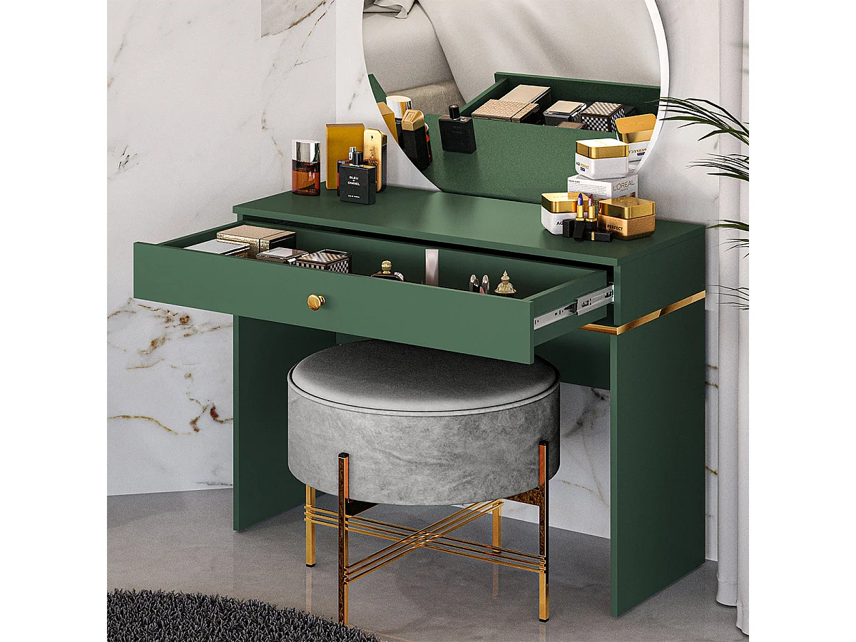 Console 1-drawer dressing table Thalia Green