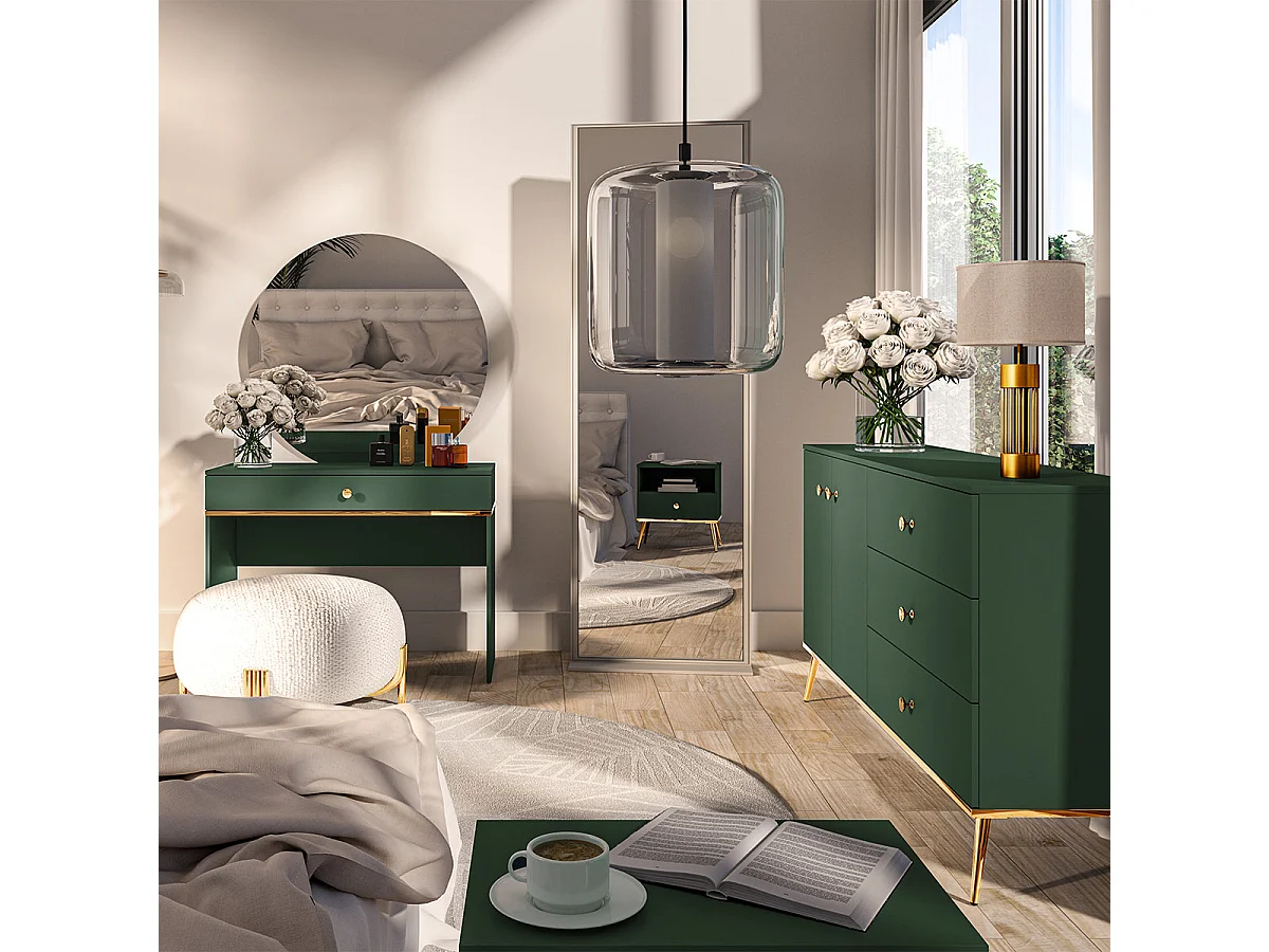 Console 1-drawer dressing table Thalia Green