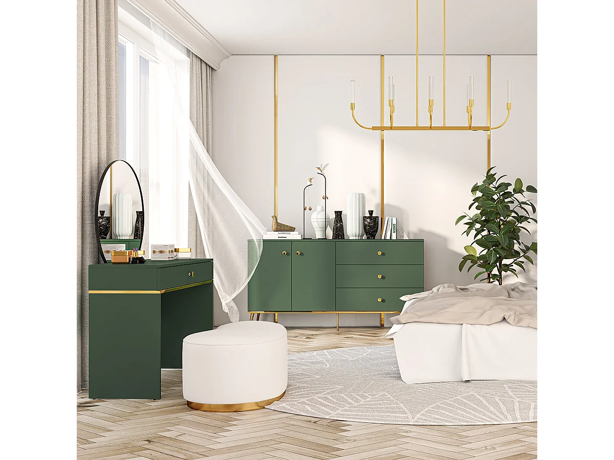 Console 1-drawer dressing table Thalia Green