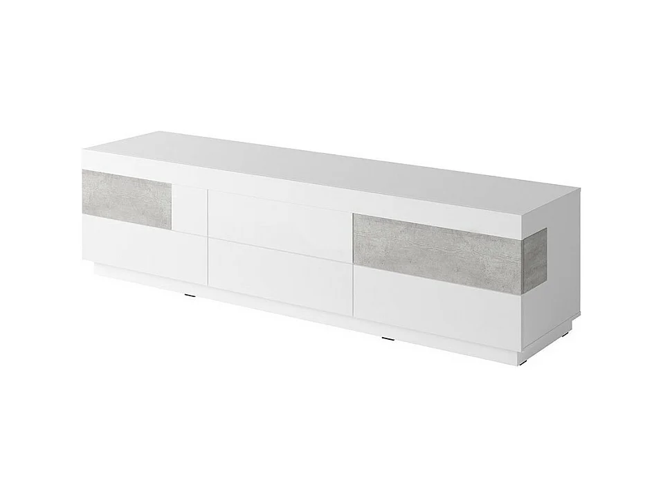 Meuble TV XL design 200cm collection KILES. Coloris blanc et gris.