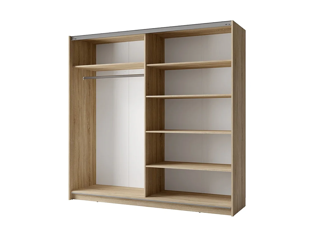 Armario, guardarropa de 2 puertas correderas con espejo - roble sonoma - Colección ARSALA