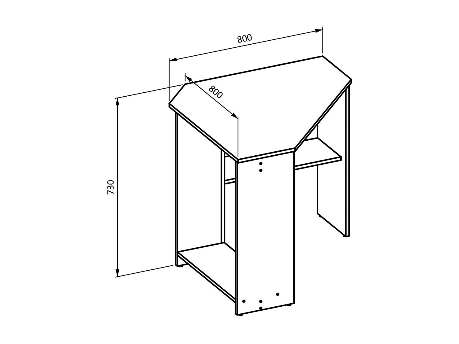 Bureau d'angle KARO coloris blanc, 80 x 73 x 80 cm