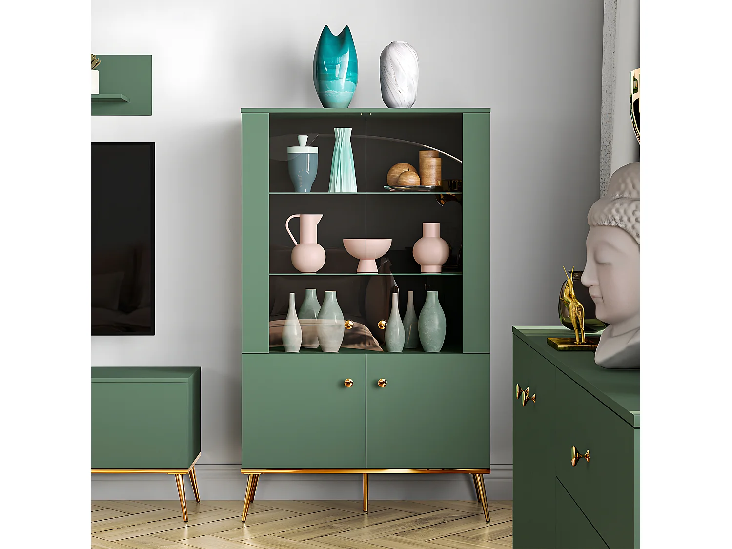 Credenza 4 ante Thalia verde 152cm