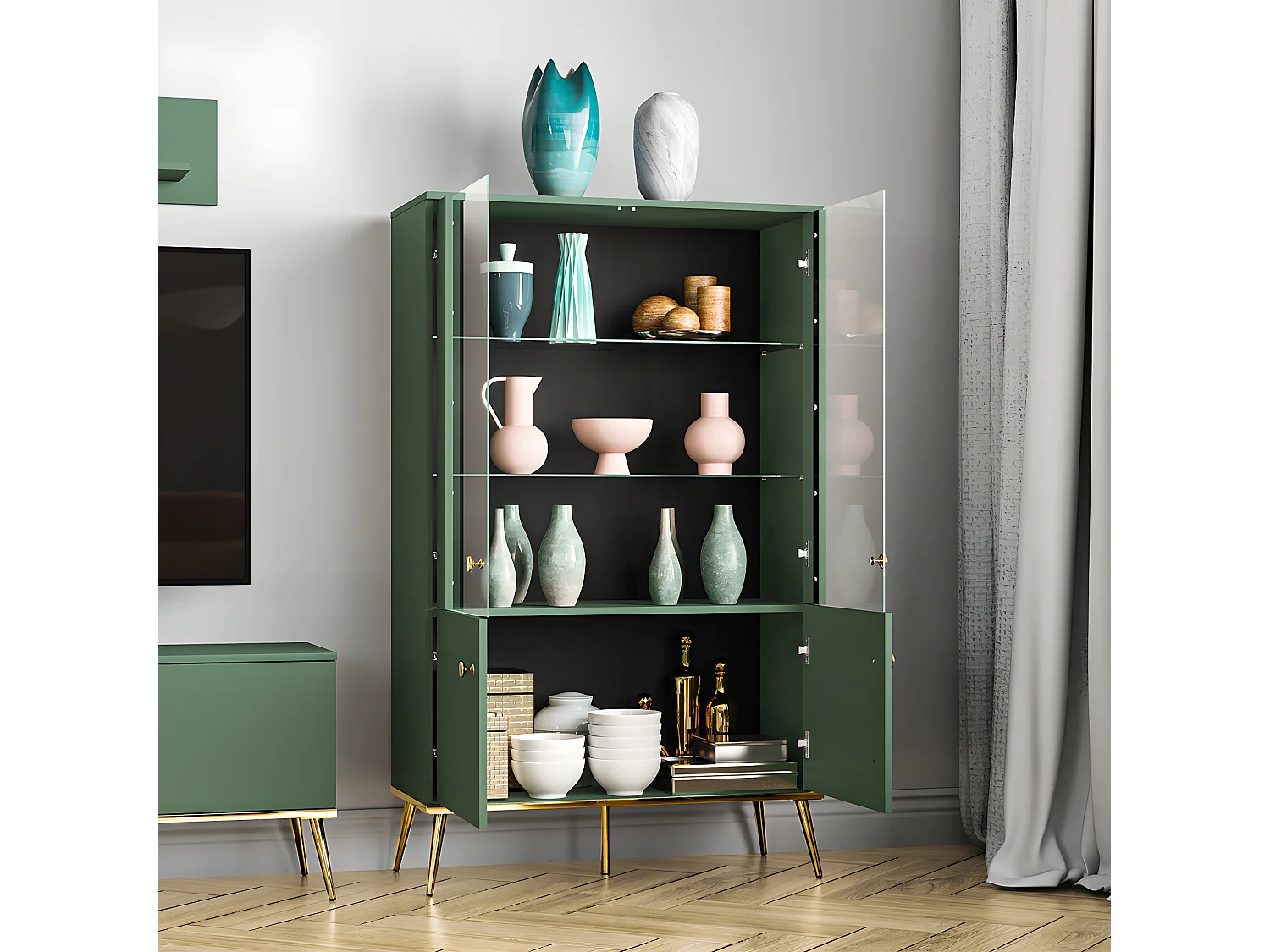 Credenza 4 ante Thalia verde 152cm