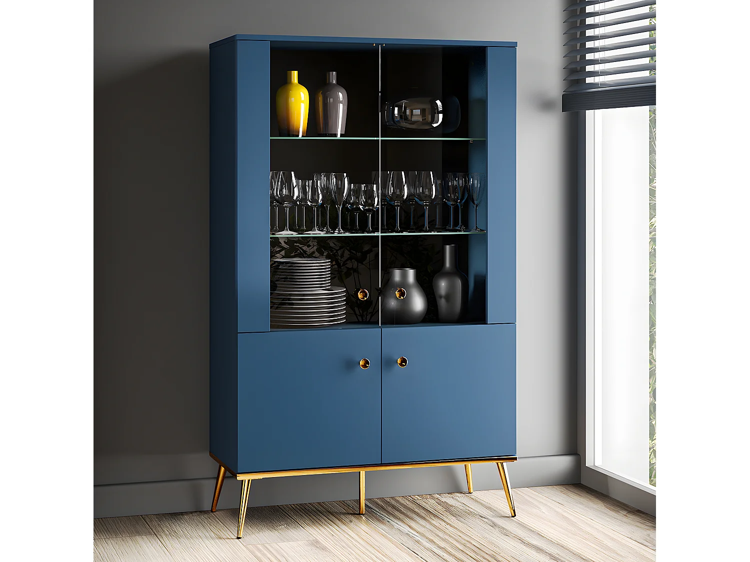 Credenza 4 ante Thalia blu 152cm