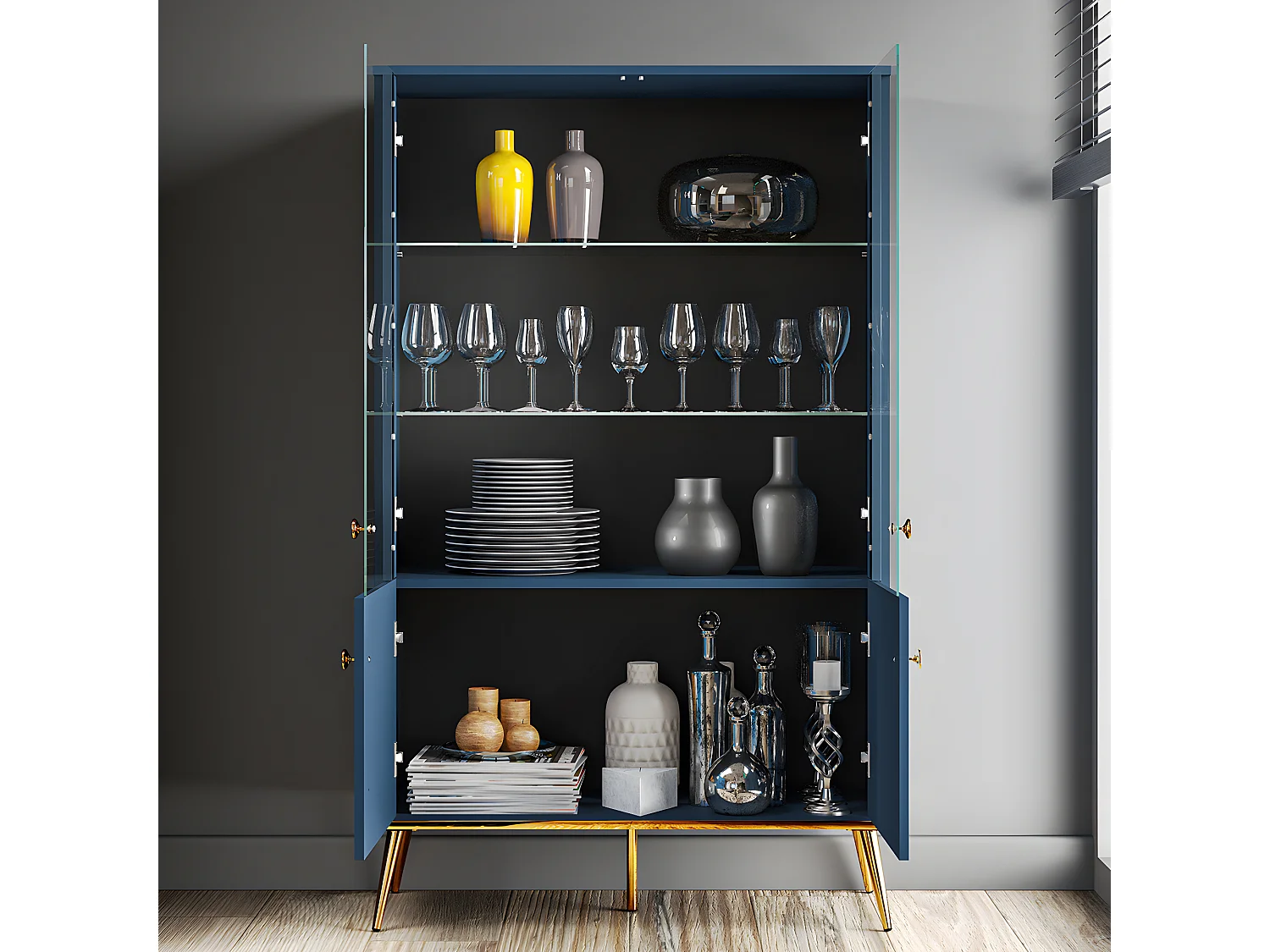 Credenza 4 ante Thalia blu 152cm