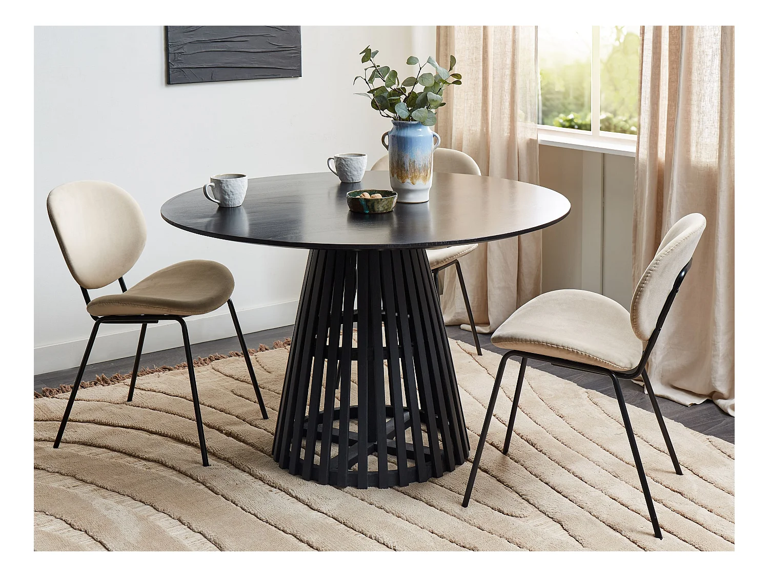 Table de repas MESILLA Noir 120 cm 120 cm Acacia