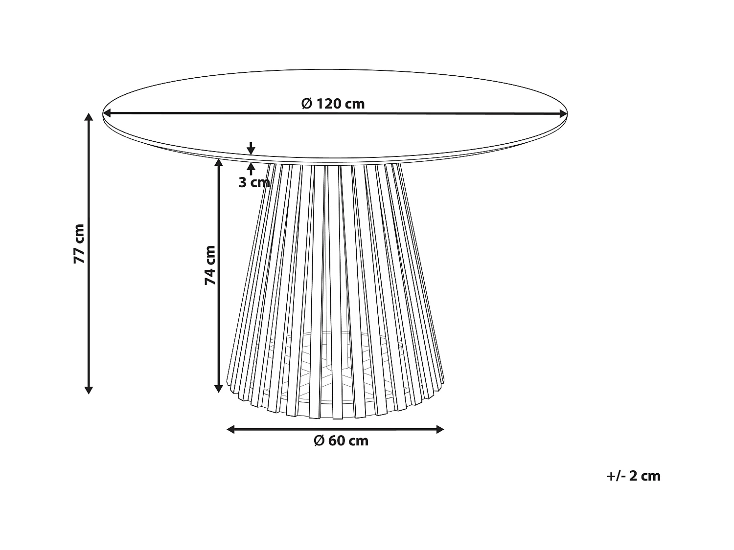 Table de repas MESILLA Noir 120 cm 120 cm Acacia