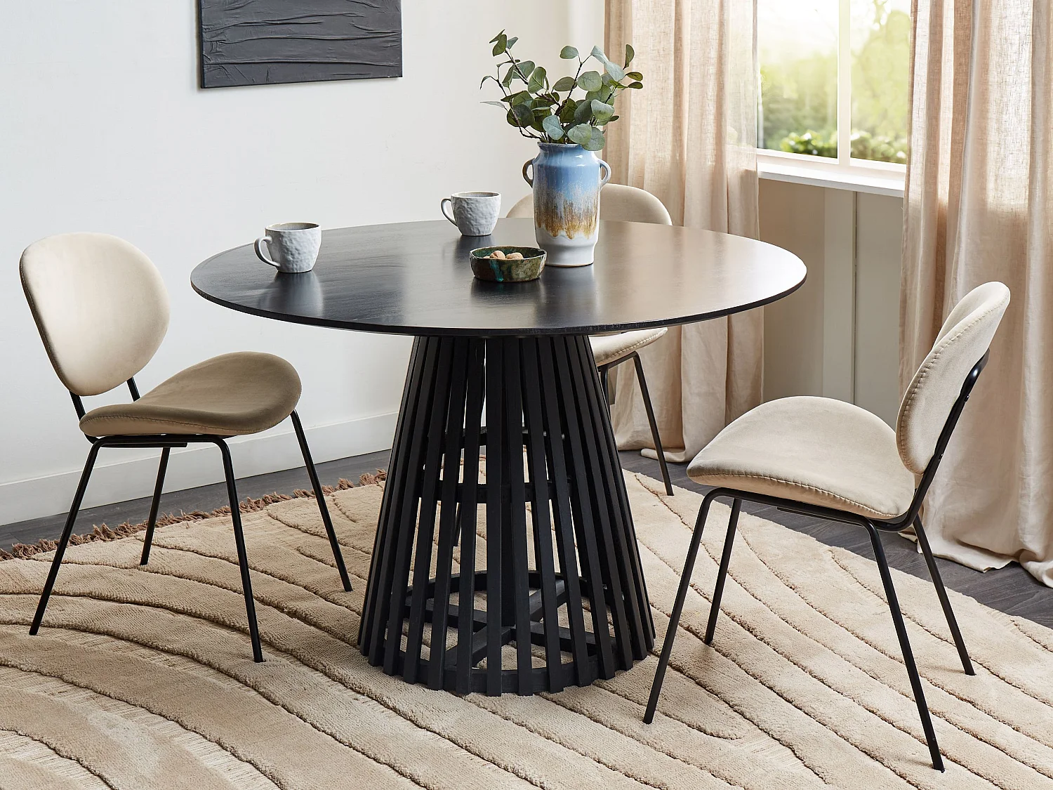 Table de repas MESILLA Noir 120 cm 120 cm Acacia